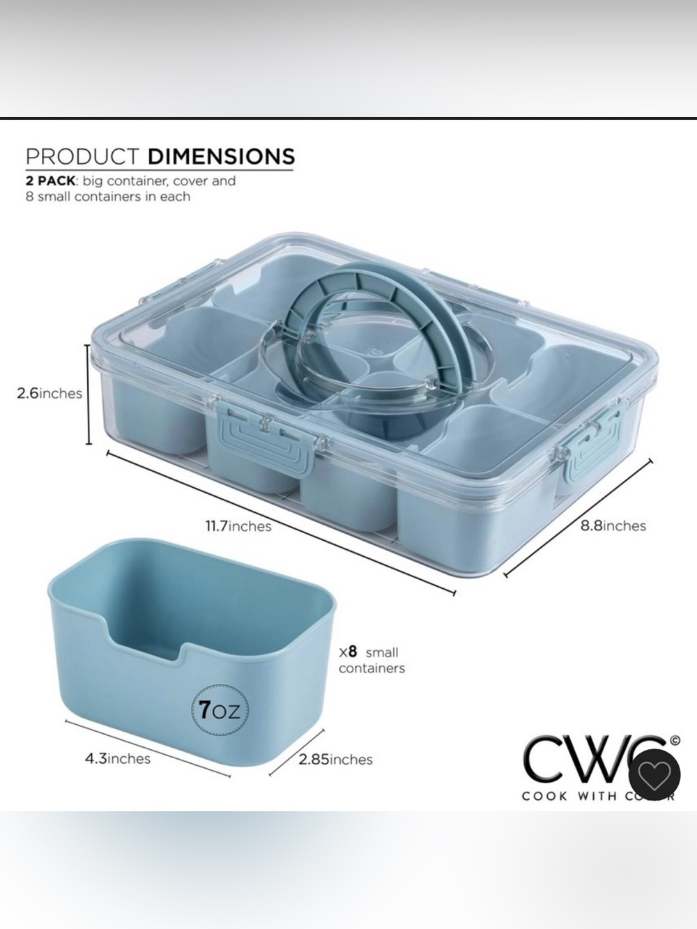 CWC Pink On-The-Go Snack Box - 8 Compartment - Picture 8 of 8